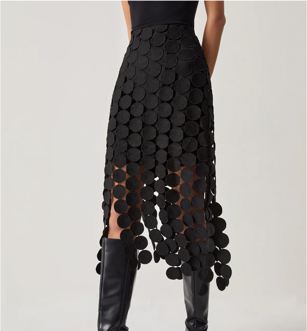 NWT Commense Laser Cut Multi Circle Double Layered Skirt Sz S